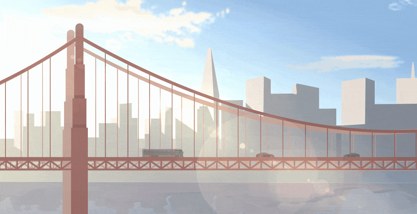 Travel across the bridge in Animated Video