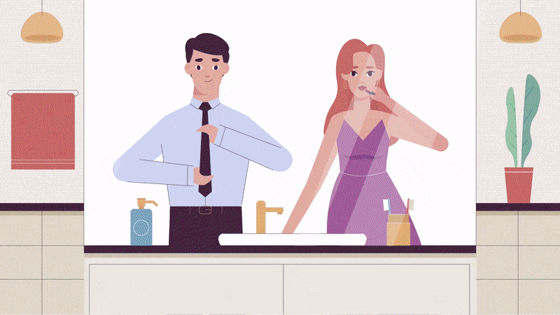 Young people in the bathroom | Animated Commercial Video