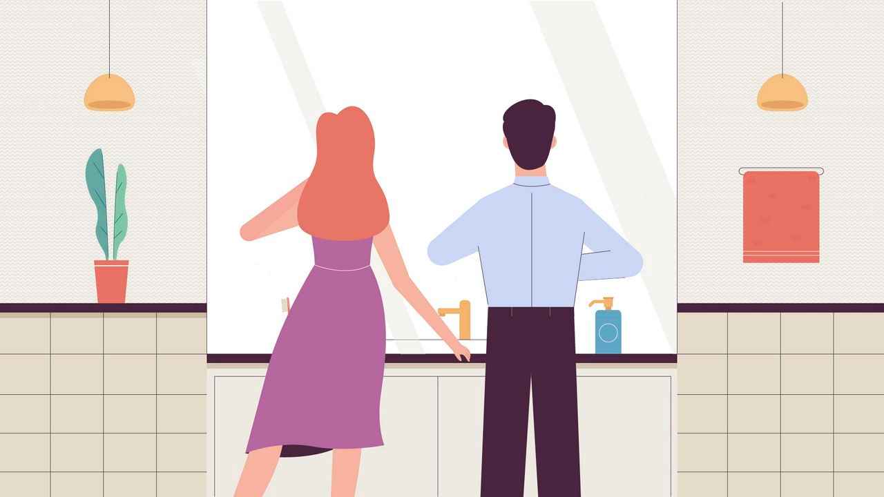 Guy and girl in front of a mirror - 2D Animated Video