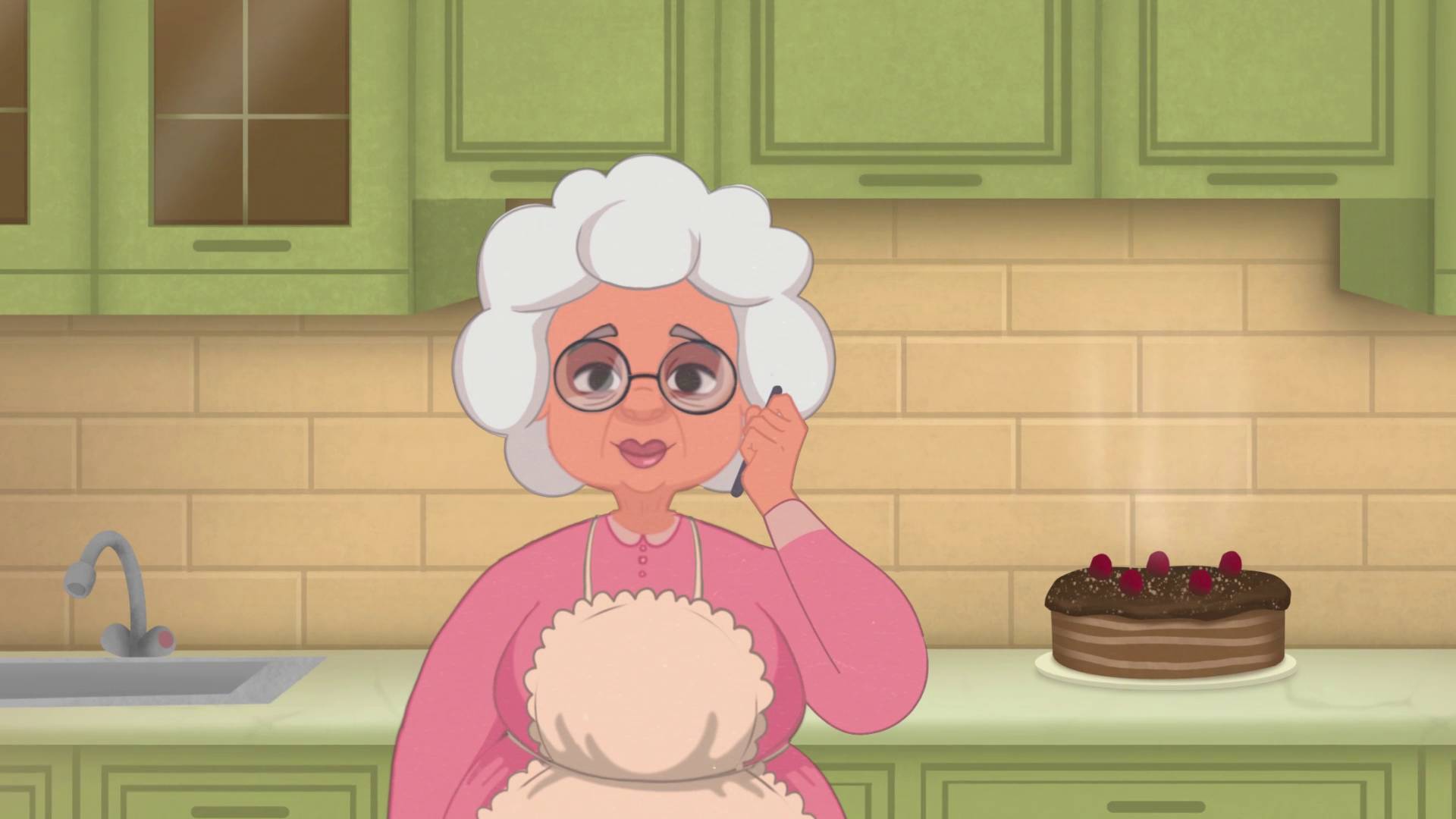 Grandmother in the video "Gangsta Granny"