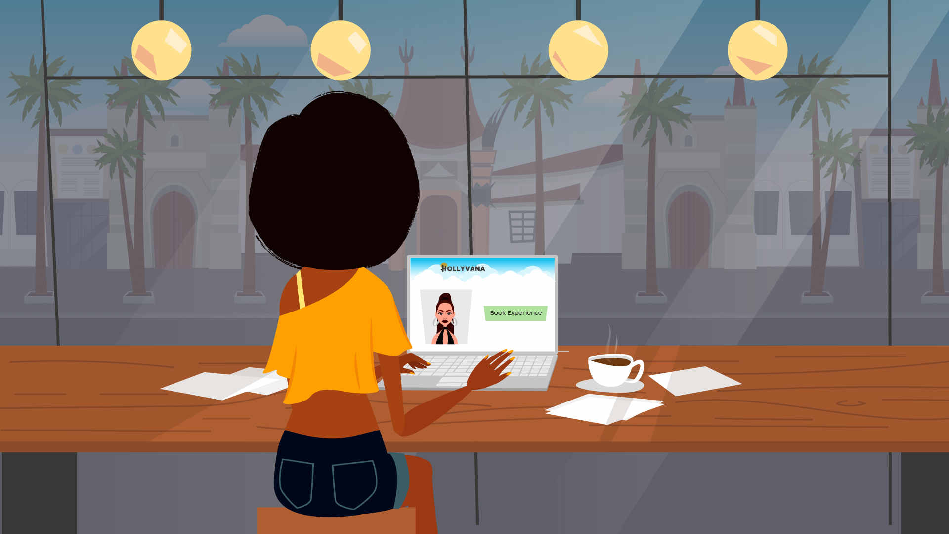  Girl on laptop in Animated Video