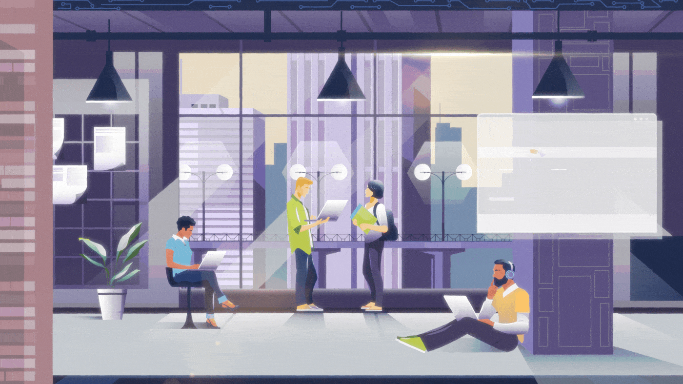 Work environment in 2D Animated Video