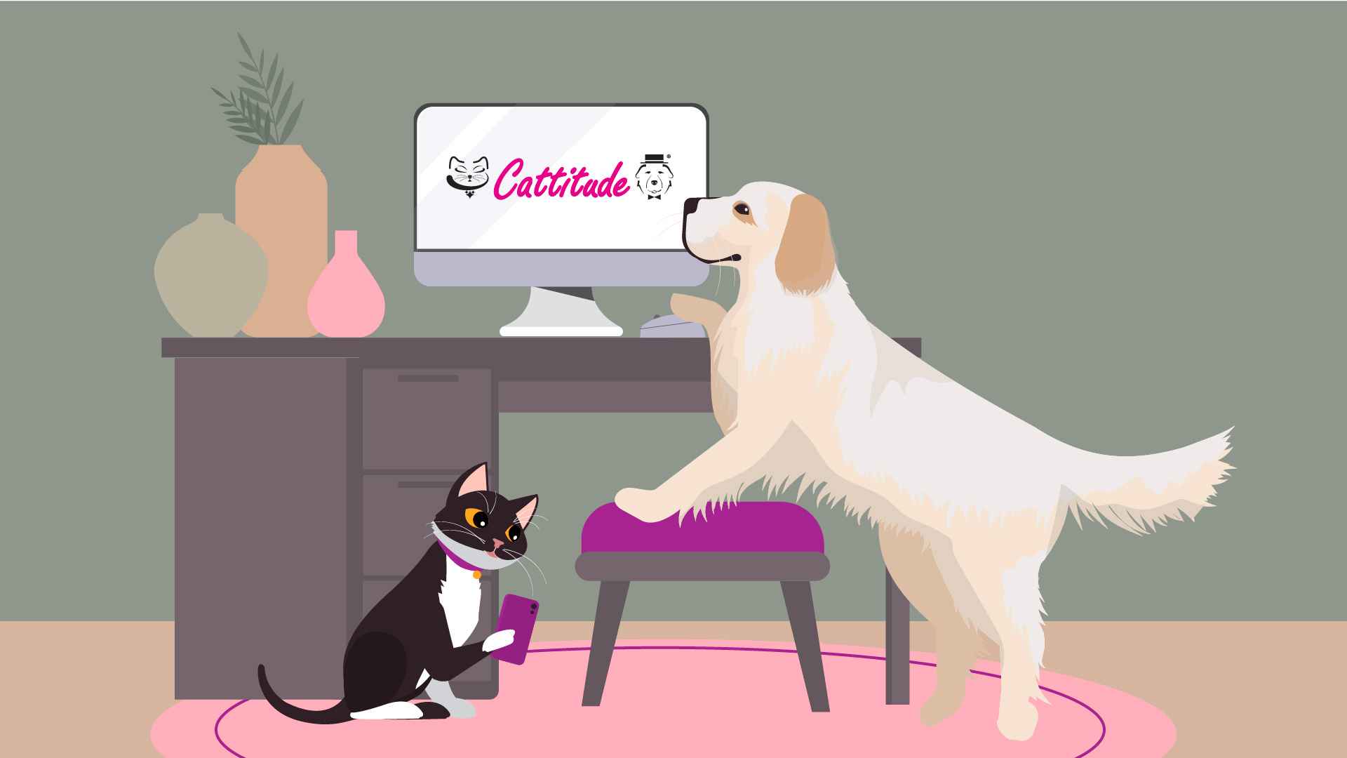Cat and dog in Presentation Video
