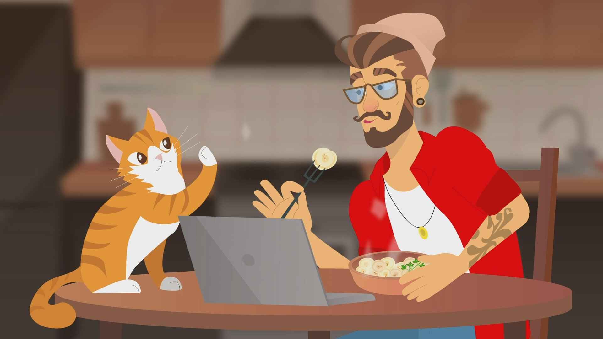 Friendship with animals in the video "Don't waste time cooking!"