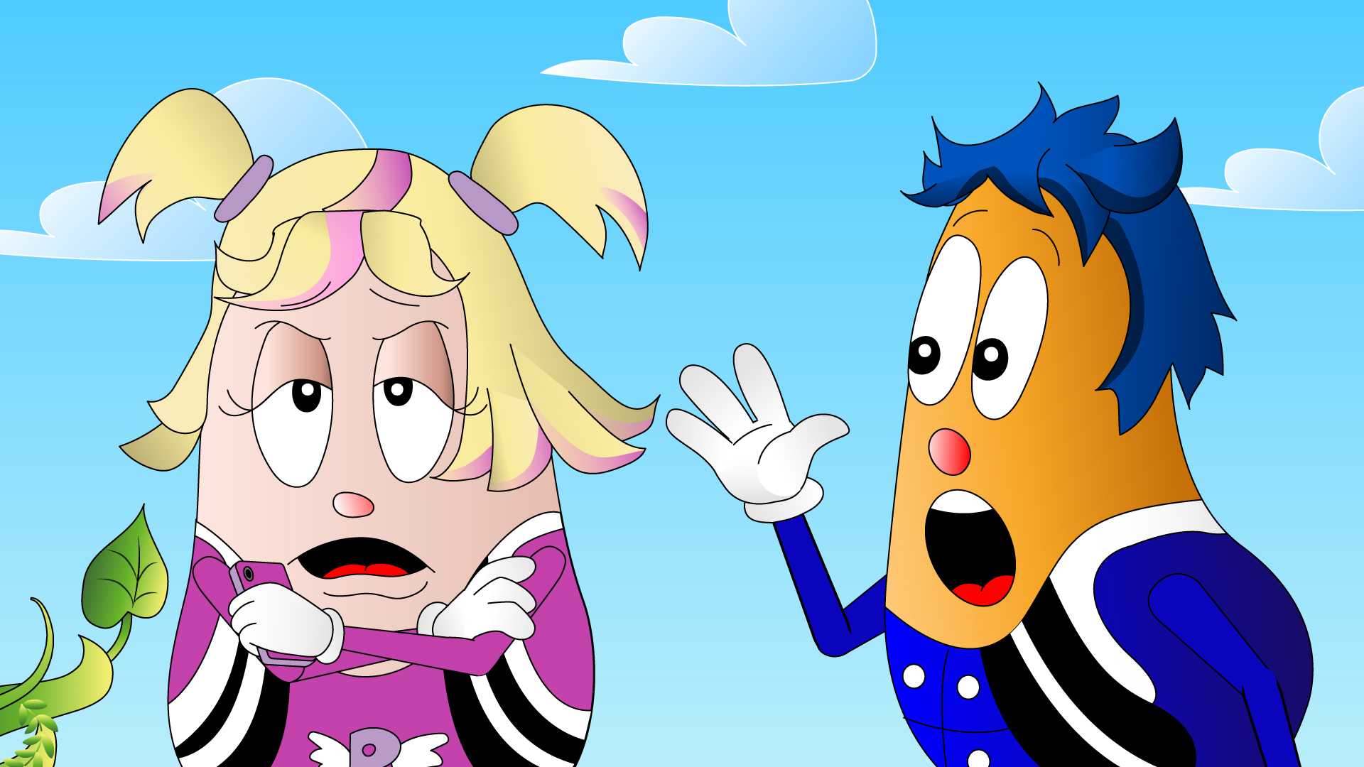 The girl was angry with the boy - cartoon characters in the animated video