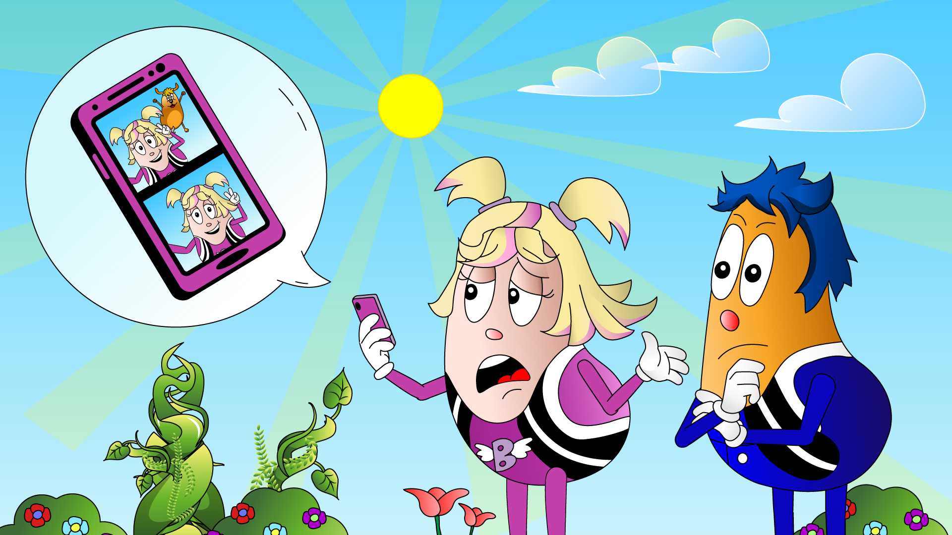Posting a photo on the Internet is an animated video with educational subtext - phone down