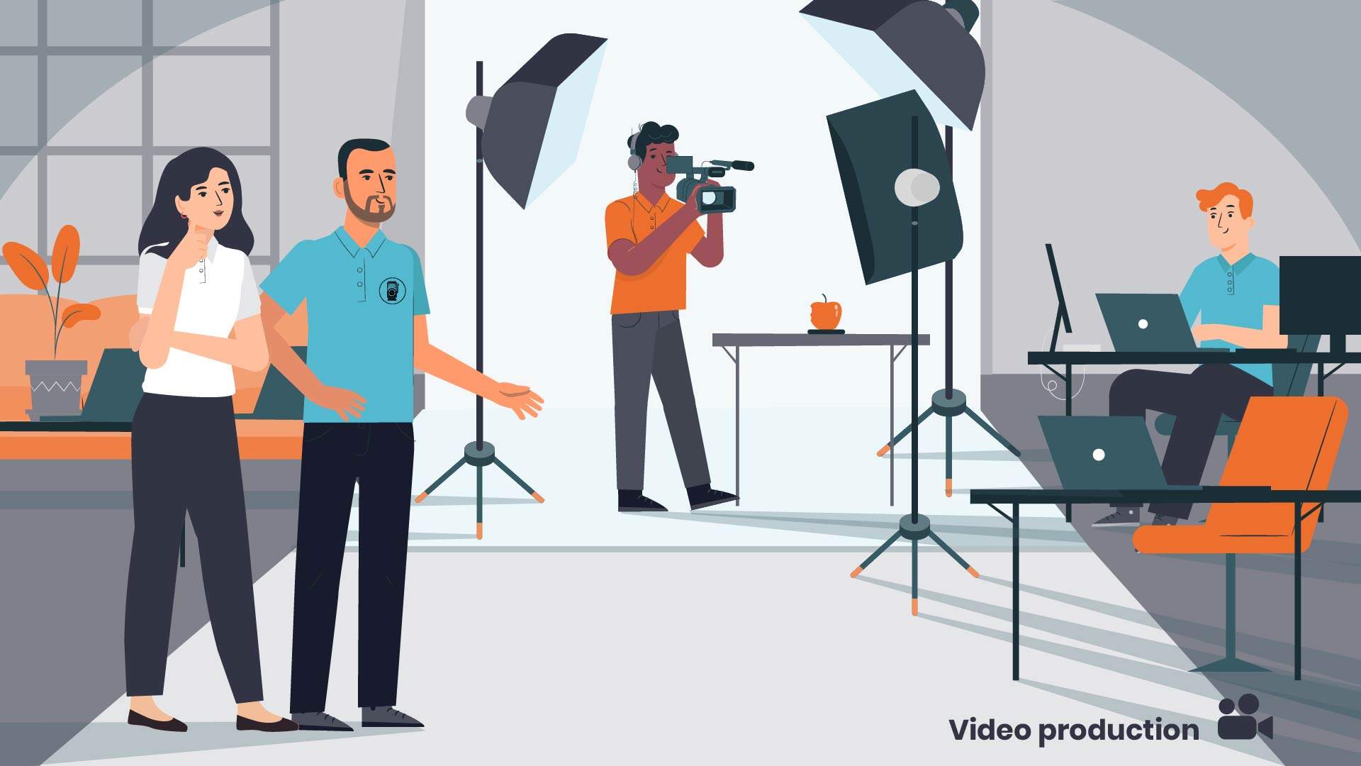 Animated video about creating professional photos and video content