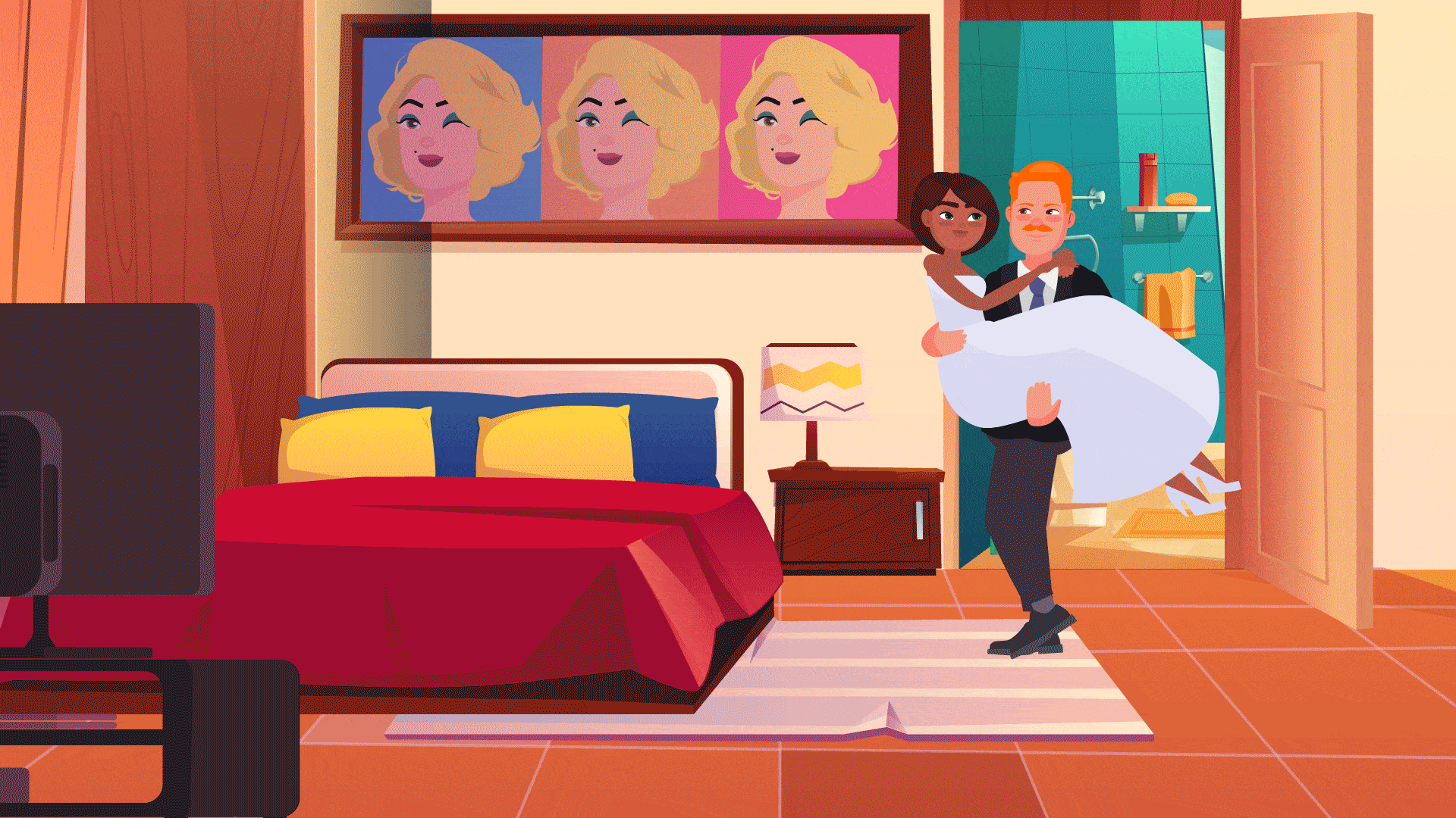 The first wedding night. Funny 2d graphics