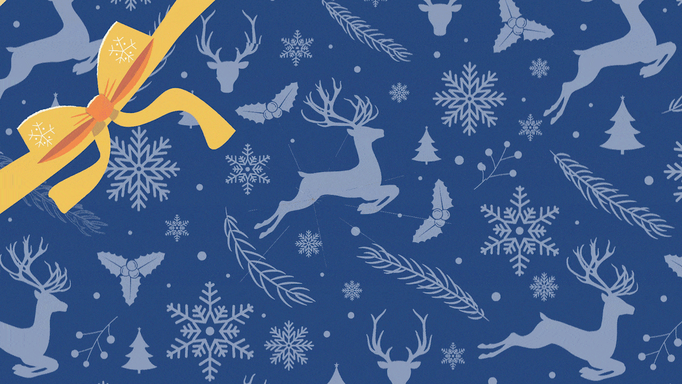 Holiday animation – cute Christmas dog with a festive present