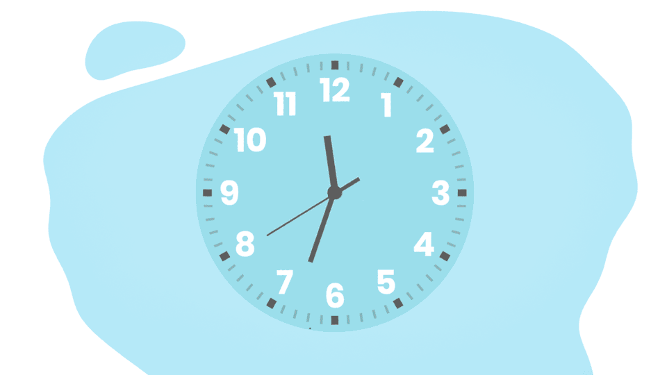 Animated explainer video of a clock representing appointment scheduling