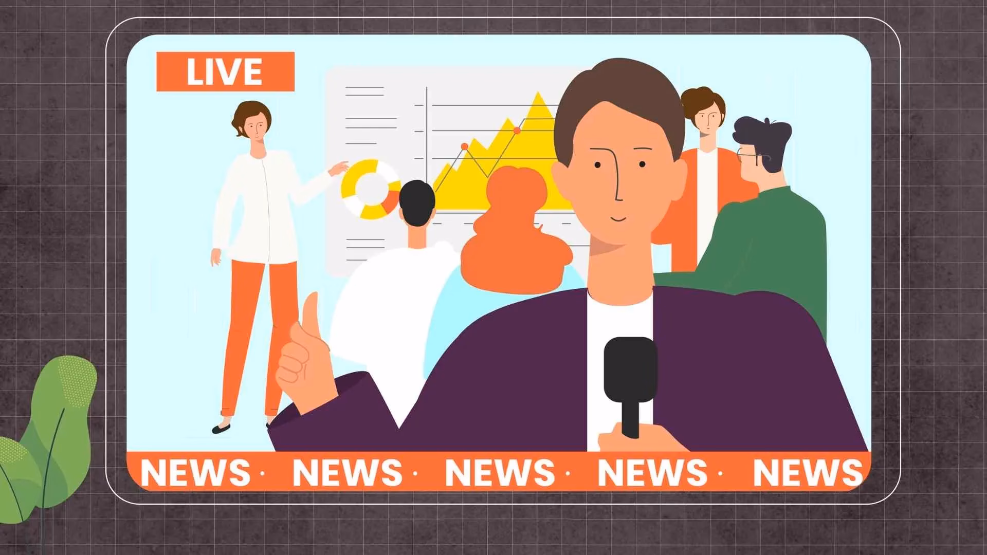 Animated news video with a presenter
