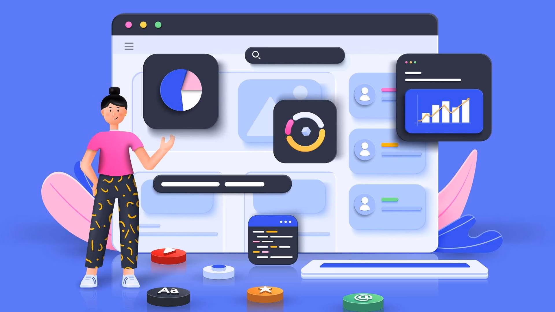 Illustration of the application interface using animation